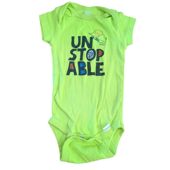 🍁2/$7🍁ONESIE Brand Dinosaur Blue And Yellow Onesies - Picture 3 of 4